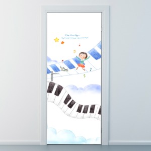 ncjy254-구름 위 피아노 선율-현관문시트지
